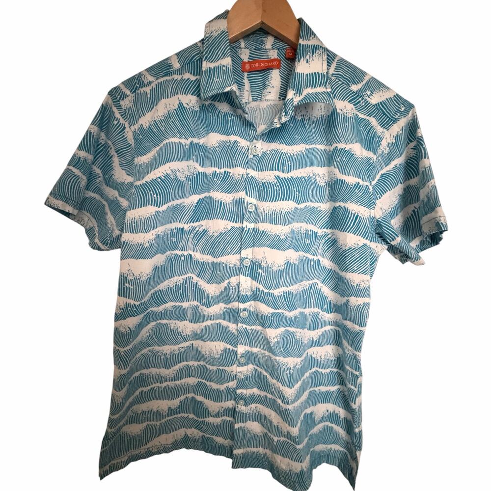 Tori Richard Resort Shirt Men's M Wave Print